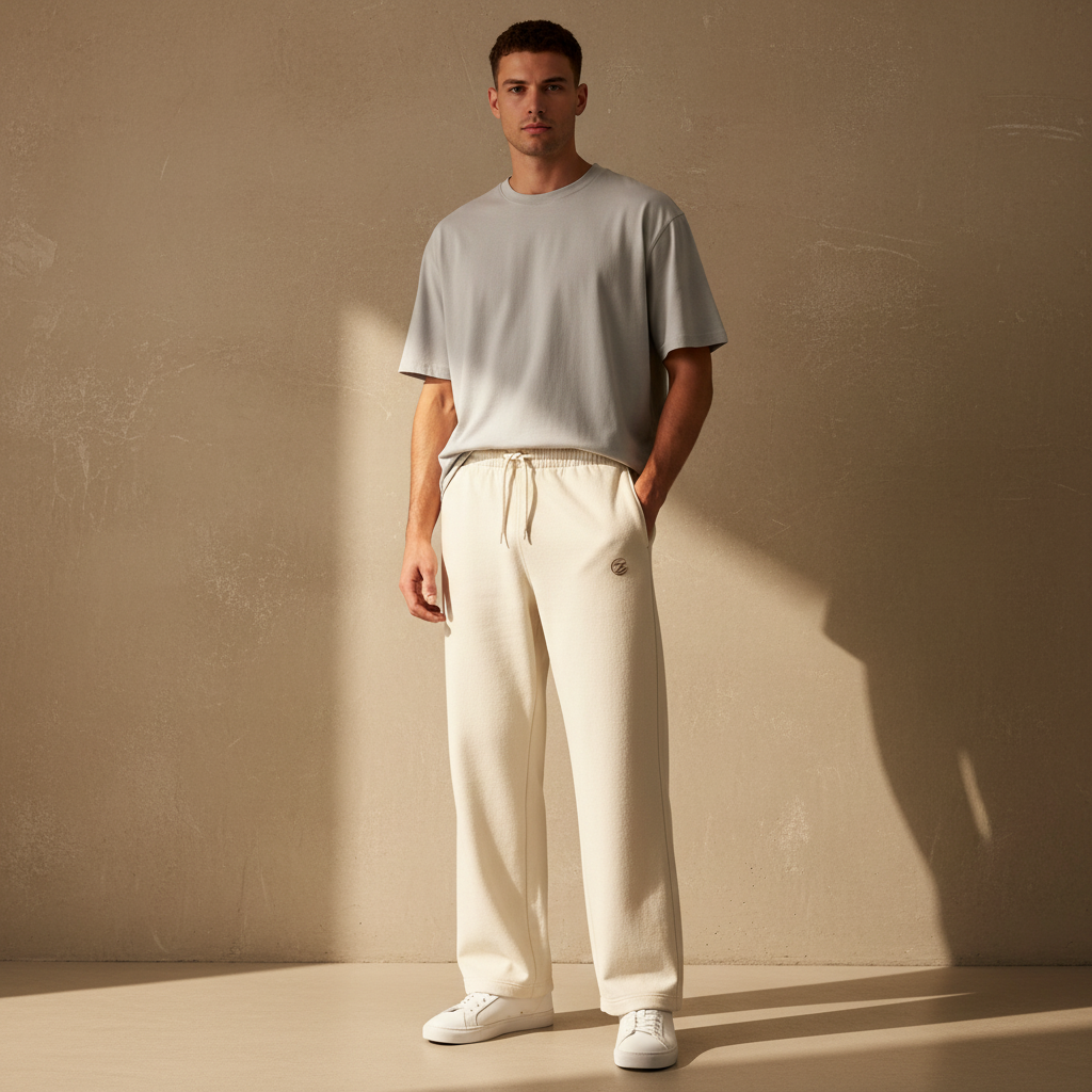 Zenrola Terry Sweatpants – Off White Male Model Shot