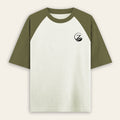 Zenrola Essence Oversized Raglan T-Shirt in Olive Green — Front View
