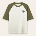 Zenrola Essence Oversized Raglan T-Shirt in Olive Green — Front View