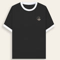 Zenrola Heritage Ringer T-Shirt in White Black — Unisex Cotton Tee Front View