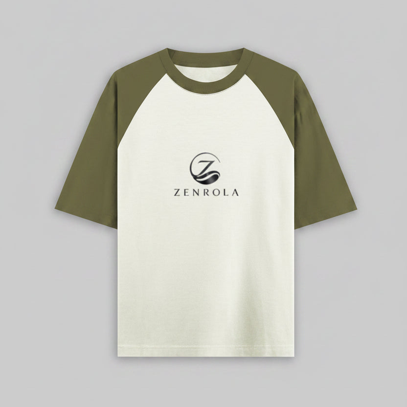 Zenrola Essence Oversized Raglan Tee in Minimalist Sage Green, 100% Premium Cotton Unisex Oversized Fit