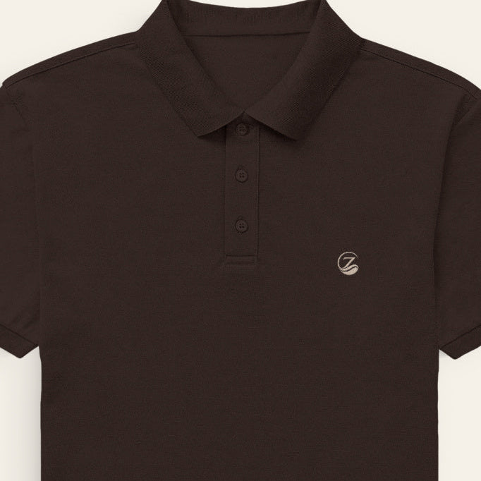 Zenrola Men's Airtex Polo Shirt – Coffee Brown