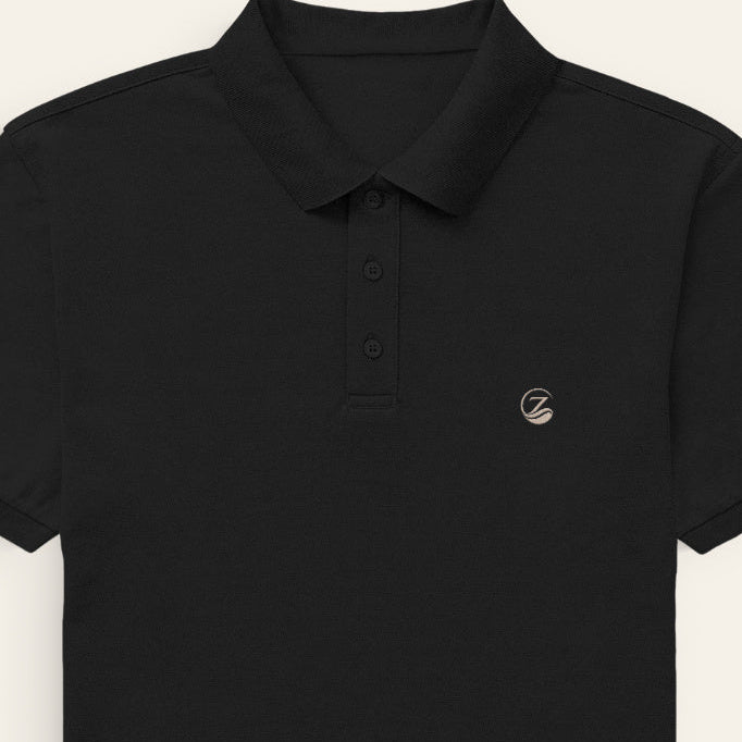 Zenrola Men's Airtex Polo Shirt – Black – View