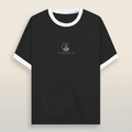 Zenrola Ringer T-Shirt in White Black colorway, unisex retro fit