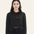Zenrola Women's Cropped Hoodie – Black – Front View