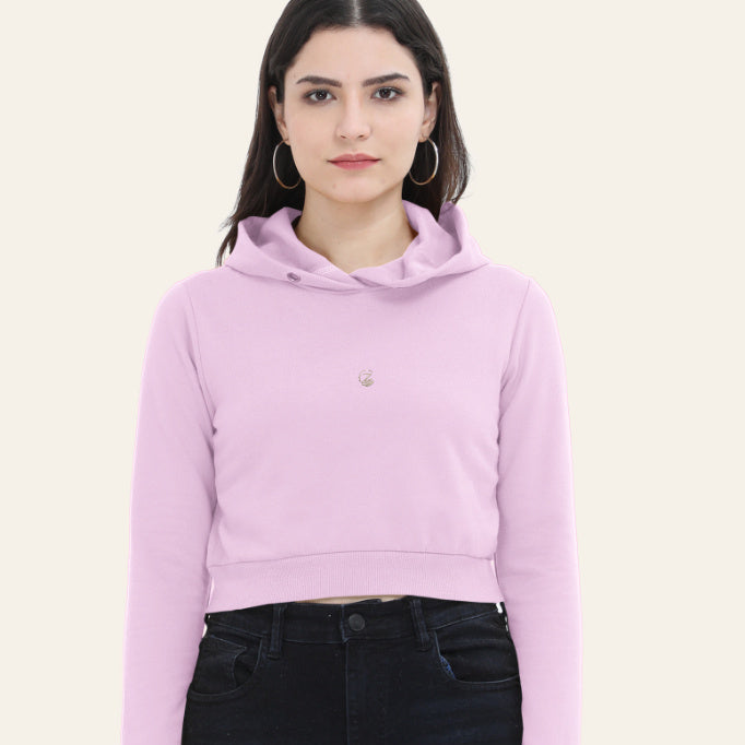 Zenrola Women's Cropped Hoodie – Light Baby Pink – Front View