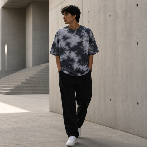 Zenrola Drift Tie-Dye Oversized Tee – White Black