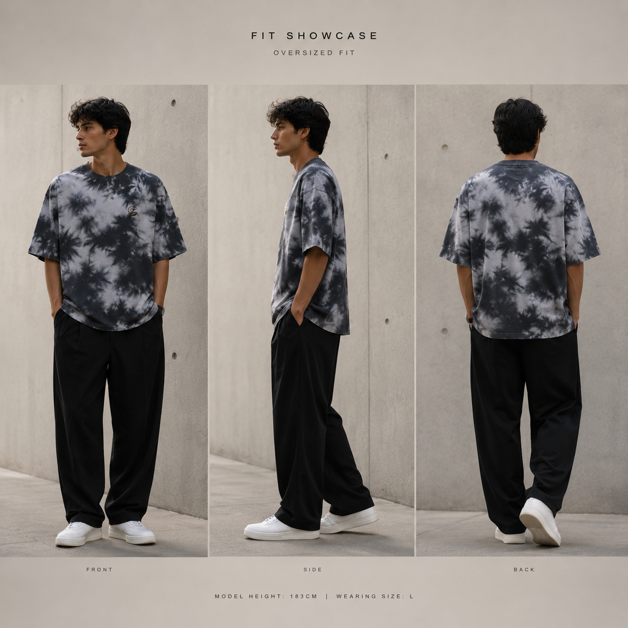 Zenrola Drift Tie-Dye Oversized Tee – White Black