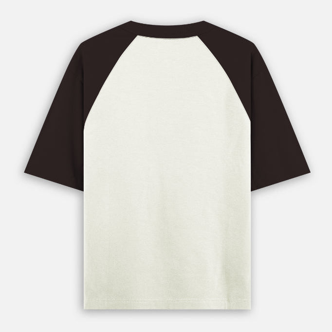 Zenrola premium brown and cream oversized raglan tee back image.