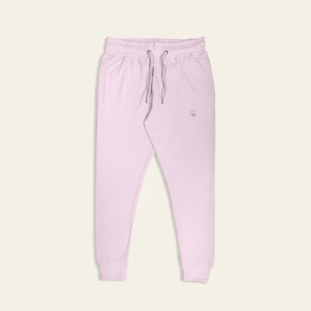 Zenrola Elevated Lounge Joggers in Light Baby Pink – Flat Lay Front View