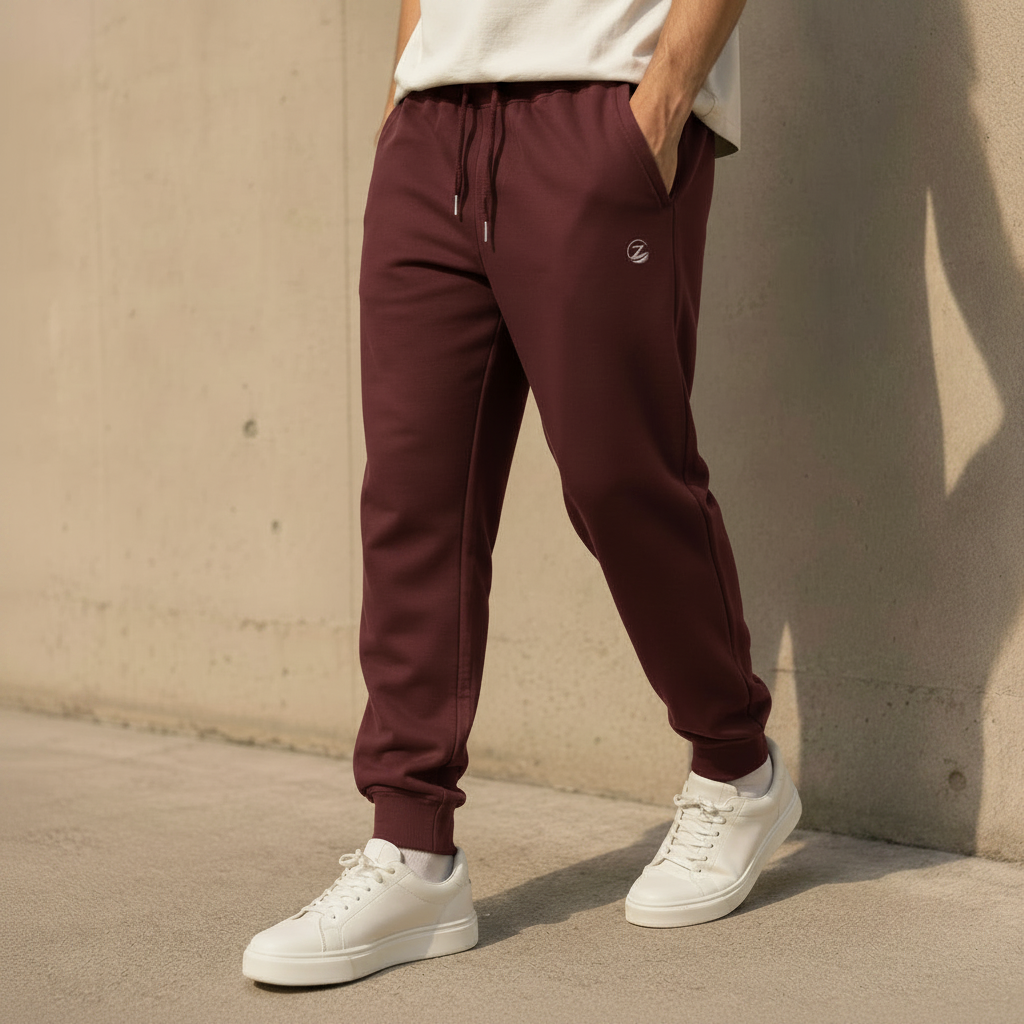 Zenrola Elevated Lounge Joggers – Maroon Male Model Shot