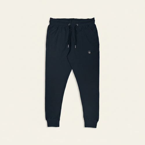 Zenrola Elevated Lounge Joggers in Navy Blue – Flat Lay Front View