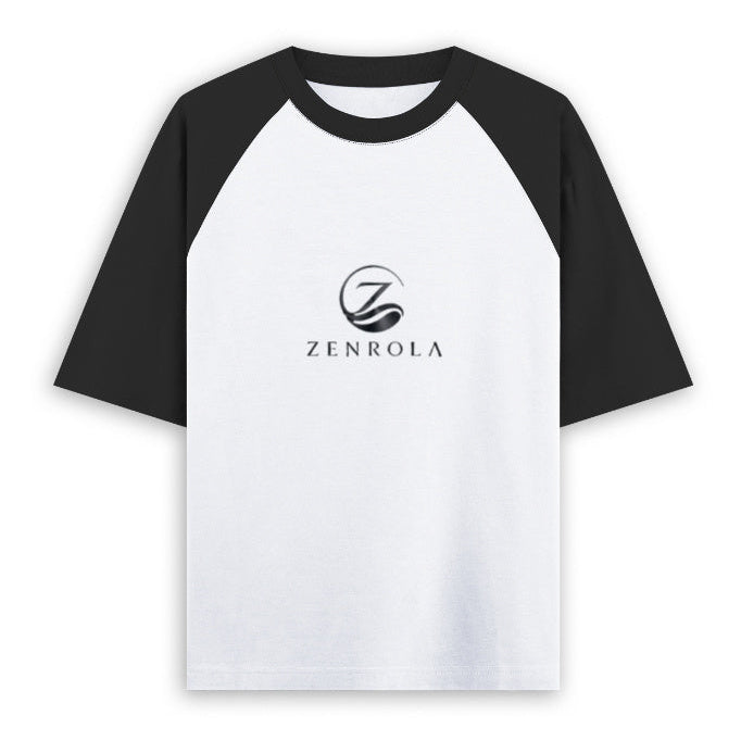 Zenrola Essence Raglan Tee in Crisp White and Black, Premium 100% Cotton Unisex Oversized T-Shirt
