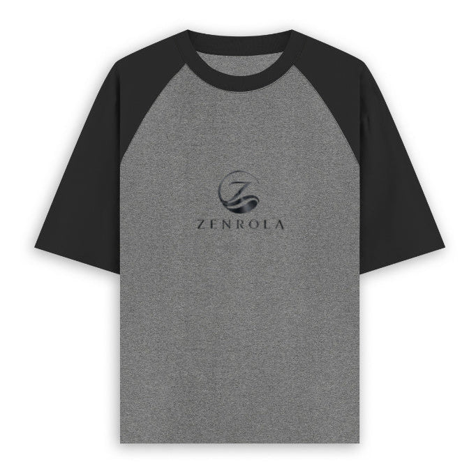 Zenrola Essence Raglan Tee in Heather Grey and Black, Premium 100% Cotton Unisex Oversized T-Shirt