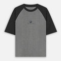 Zenrola premium grey and black oversized raglan tee with minimalist logo design.