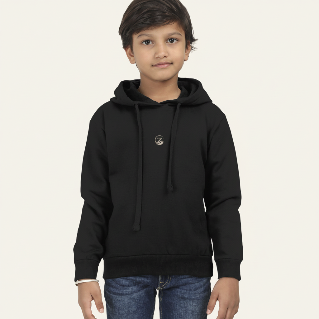Zenrola Little Cloud Hoodie in Black – Front View