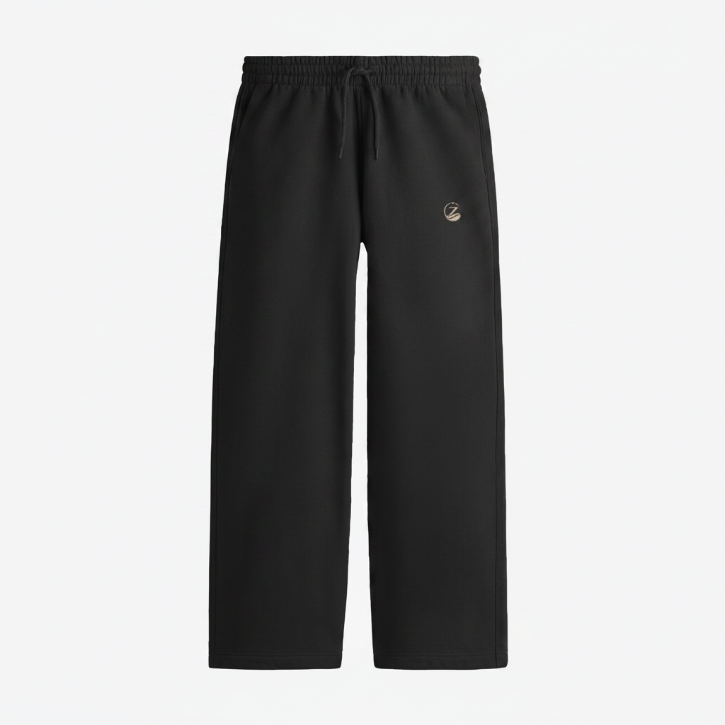 Zenrola Terry Sweatpants in Black – Ghost Mannequin Front View