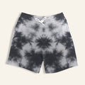 Zenrola Tie-Dye Shorts in White Black – Flat Lay Front View