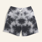 Zenrola Tie-Dye Shorts in White Black – Flat Lay Front View