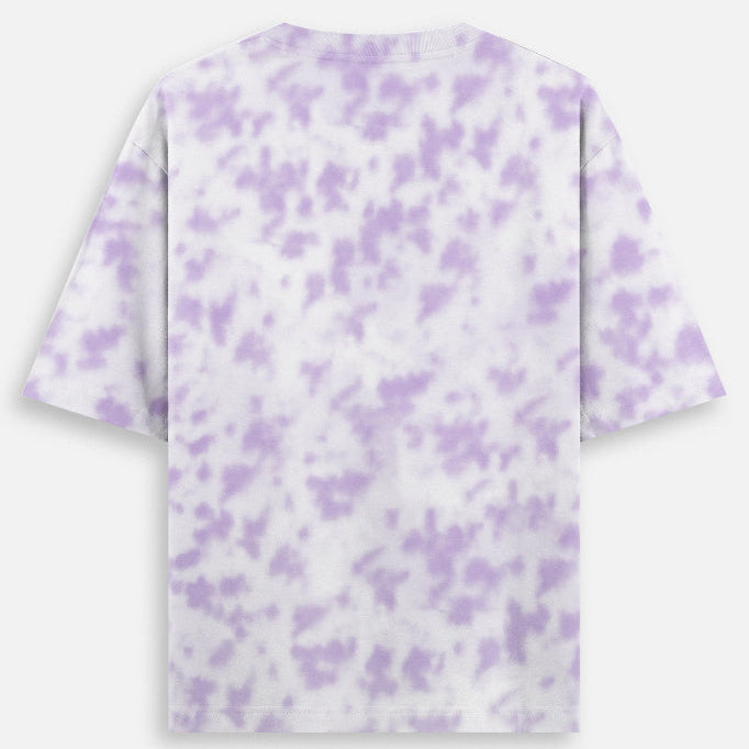 Back view of the Zenrola Zence tie-dye t-shirt in purple.