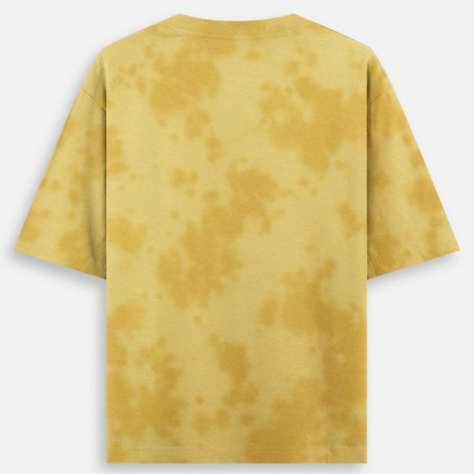 Back view of the Zenrola Zence tie-dye t-shirt in yellow.