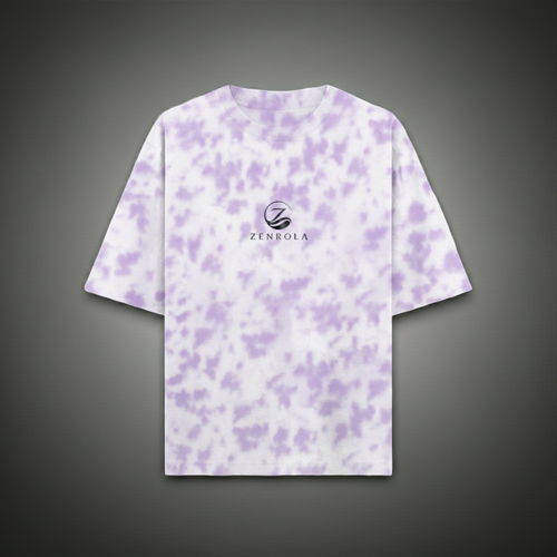 Zenrola Zence Tie Dye T-Shirt in White Lavender – Unisex Oversized Cotton Tee with Unique Pattern