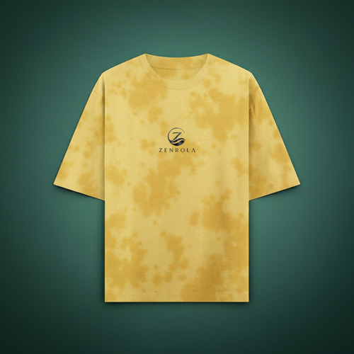 Zenrola Zence Tie Dye T-Shirt in Yellow – Unisex Oversized Cotton Tee with Unique Pattern