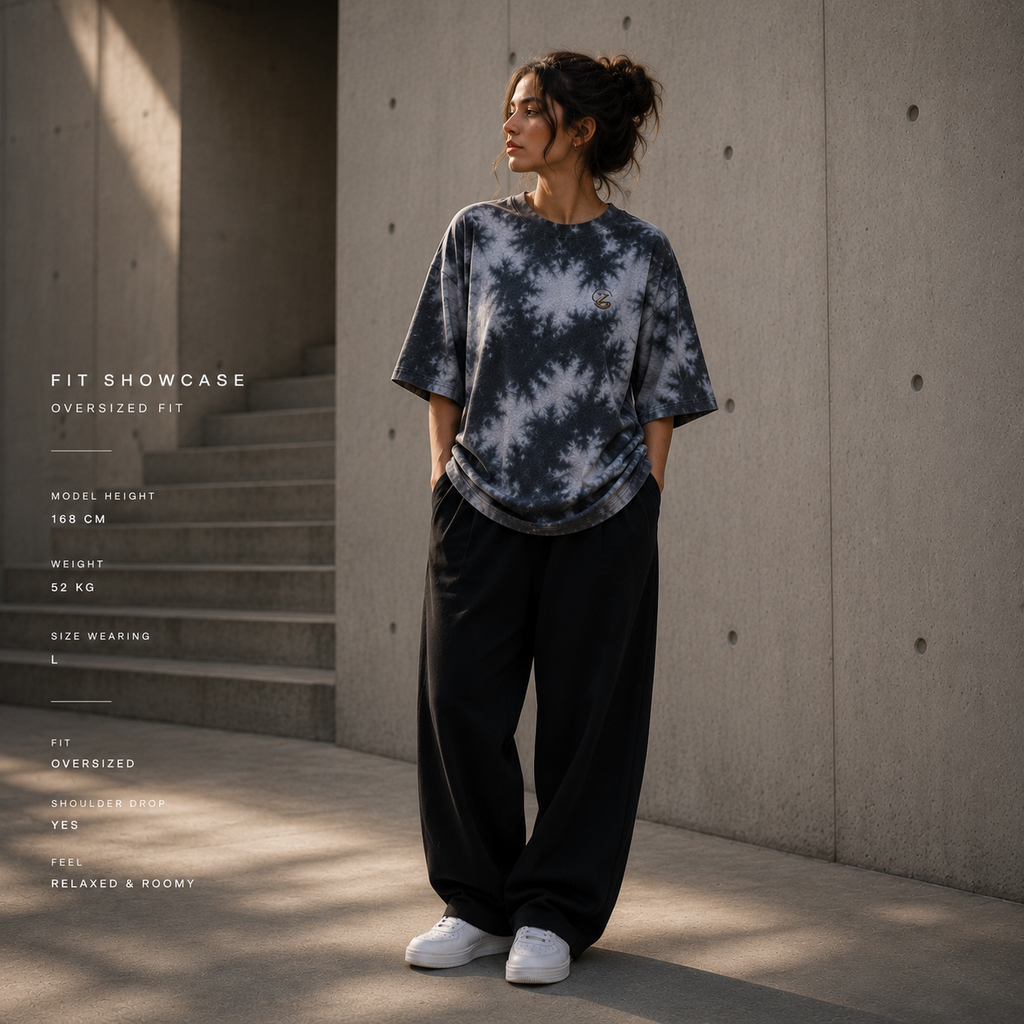 Zenrola Drift Tie-Dye Oversized Tee – White Black